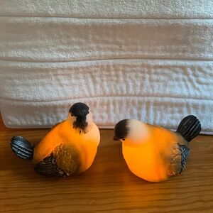 Candle Impressions Set of 2 Black Capped Chickadee Illuminated Wax Birds